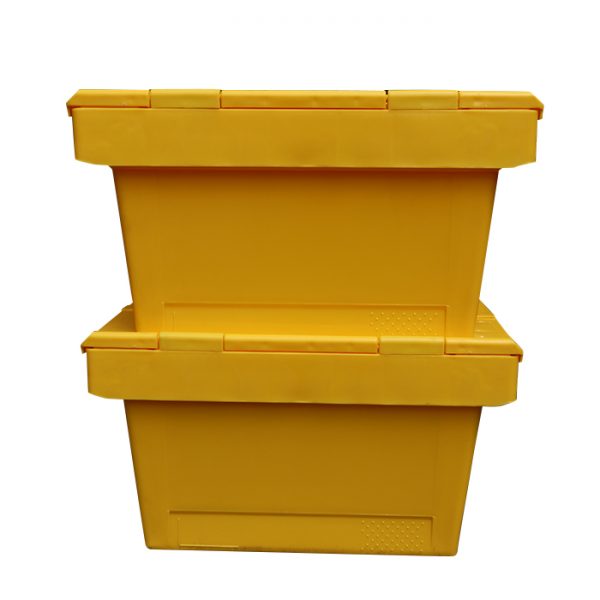 Plastic storage containers with hinged lids